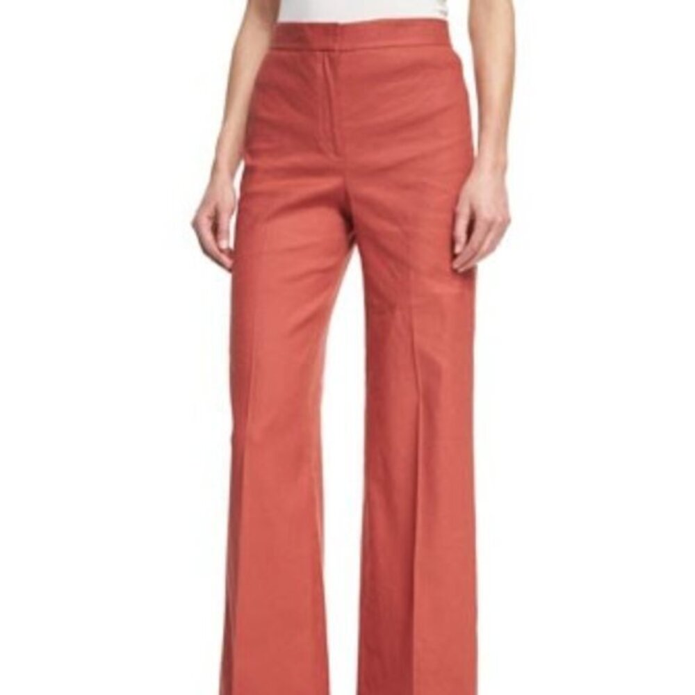 Theory Terena High-Waist Wide-Leg Pants, linen blend, NWT, size 12